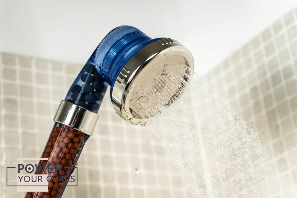 A water softener showerhead