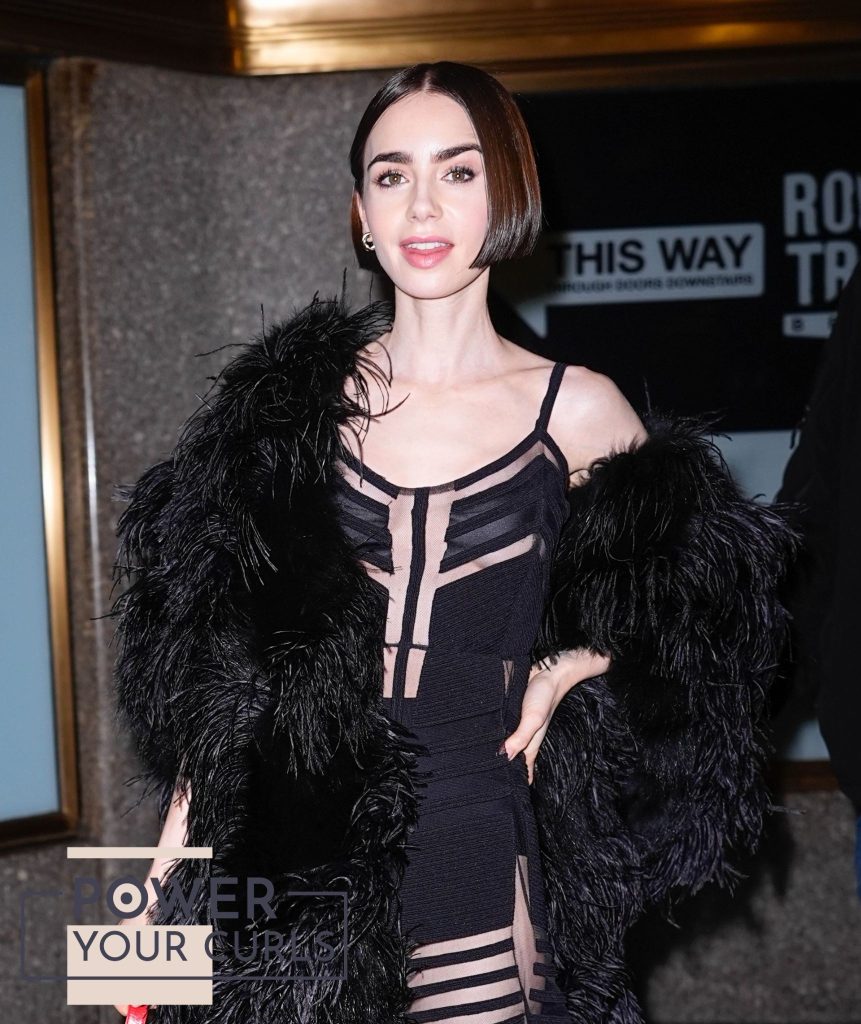 Lily Collins shows off her new micro bob before appearing on The Tonight Show.