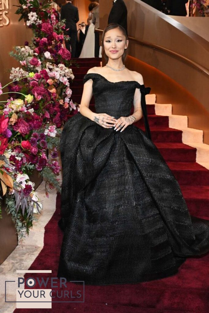 Actress- singer Ariana  Grande appears at the 2026 Golden Globe awards with a darker, more natural hairdo.